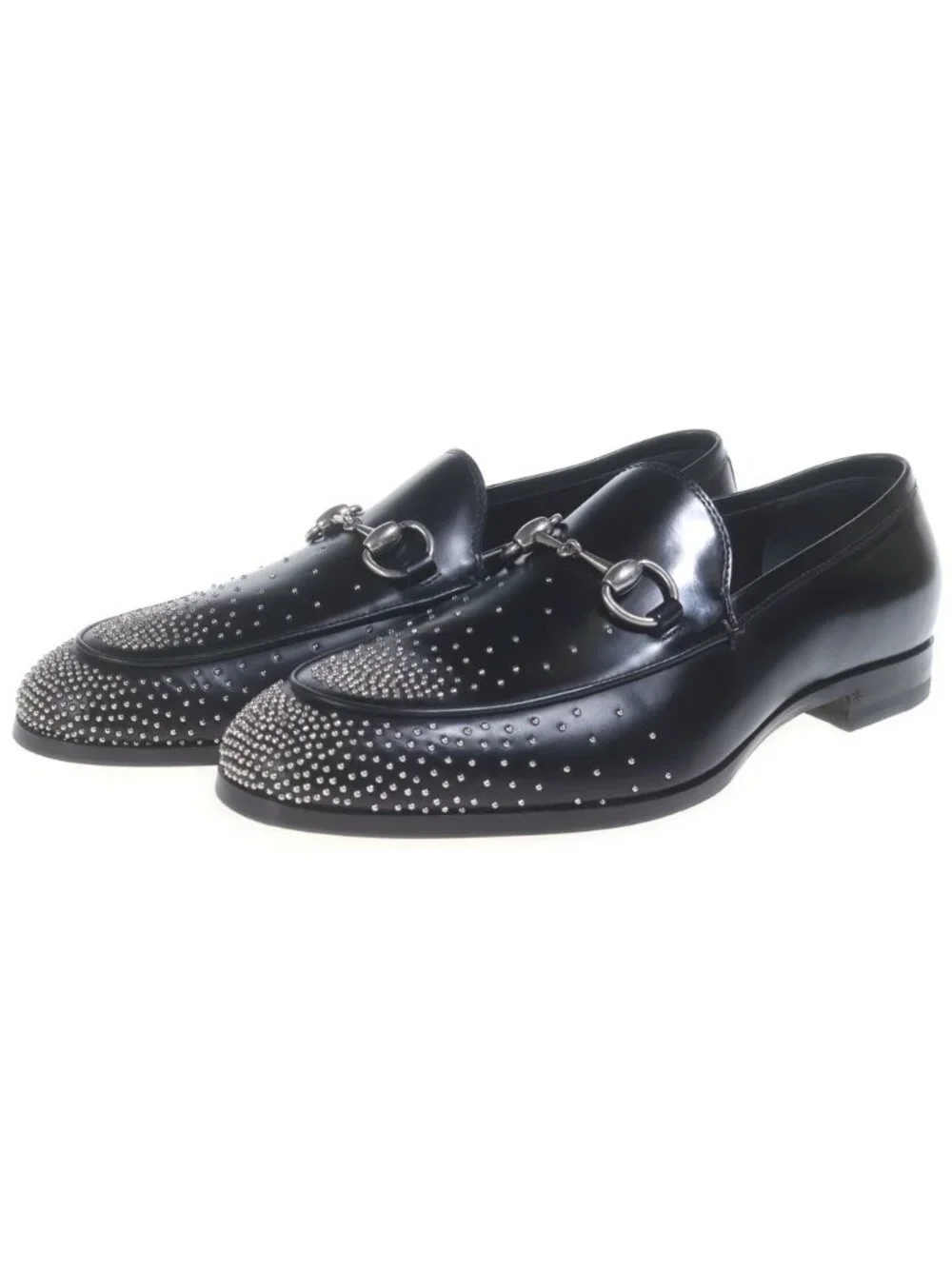Gucci Horsebit Studded Loafer Leather Dress Shoes Black